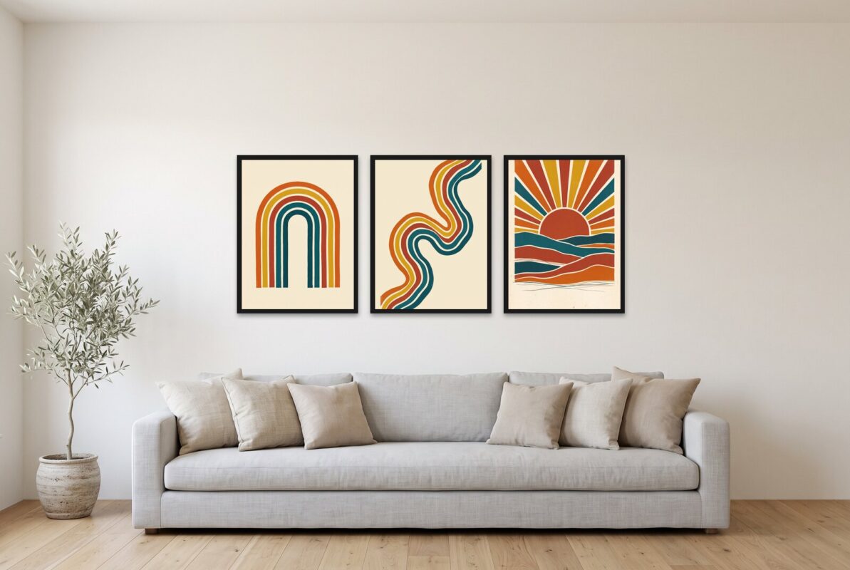 Form & Rhythm prints on a wall