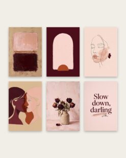 Blush & Burgundy Gallery Wall Set of 6