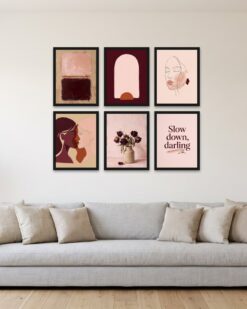 Blush & Burgundy Gallery Wall Set of 6
