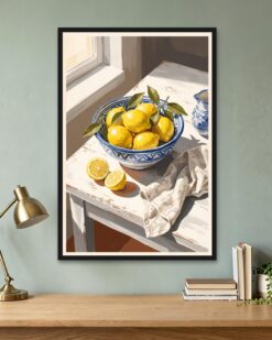 Lemons and Blue Pottery
