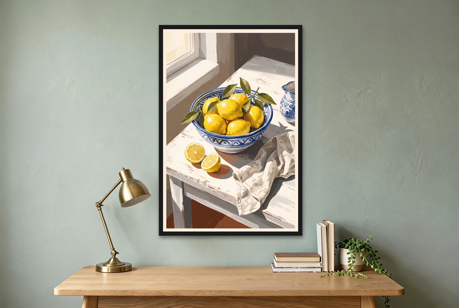 Lemons and Blue Pottery