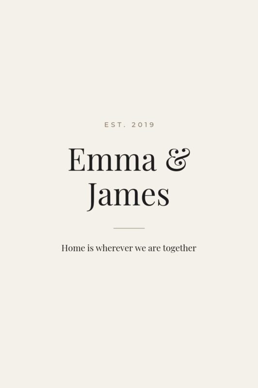 Personalised couple name poster with wedding year in classic typography